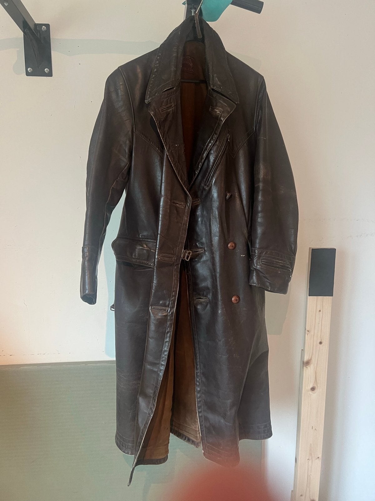 Vintage Leren Heren Jas - NERO Lerenkleding, Ophalen, Gedragen, Maat 52/54 (L), Bruin