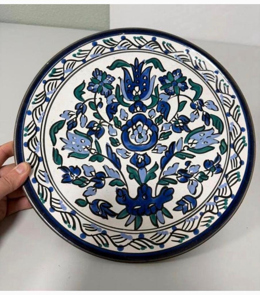 Vintage Handbeschilderd Decoratiebord Orientaals Iznik 32 cm, Ophalen of Verzenden