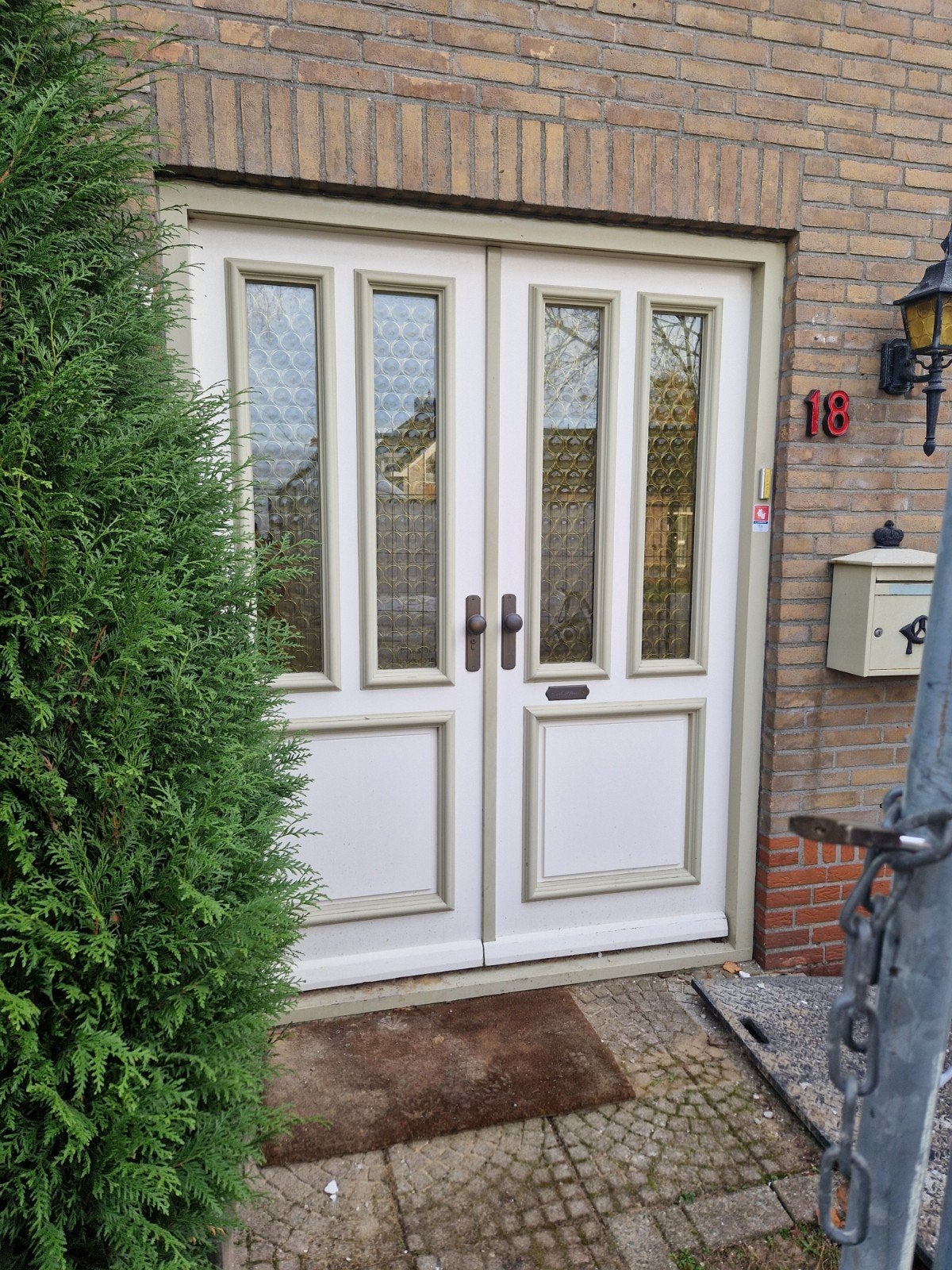 Dubbele voordeur met glas, 100 tot 120 cm, Gebruikt, Ophalen of Verzenden, Buitendeur