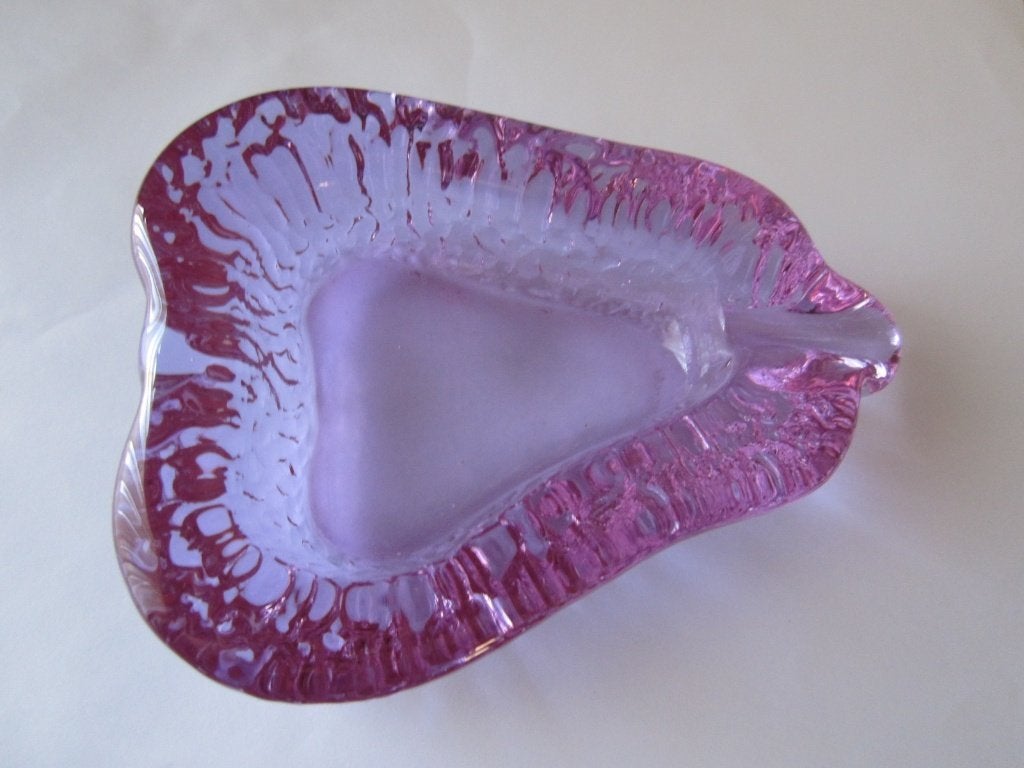 Vintage dikwandige alexandrite glas asbak - peervormig, Verzenden