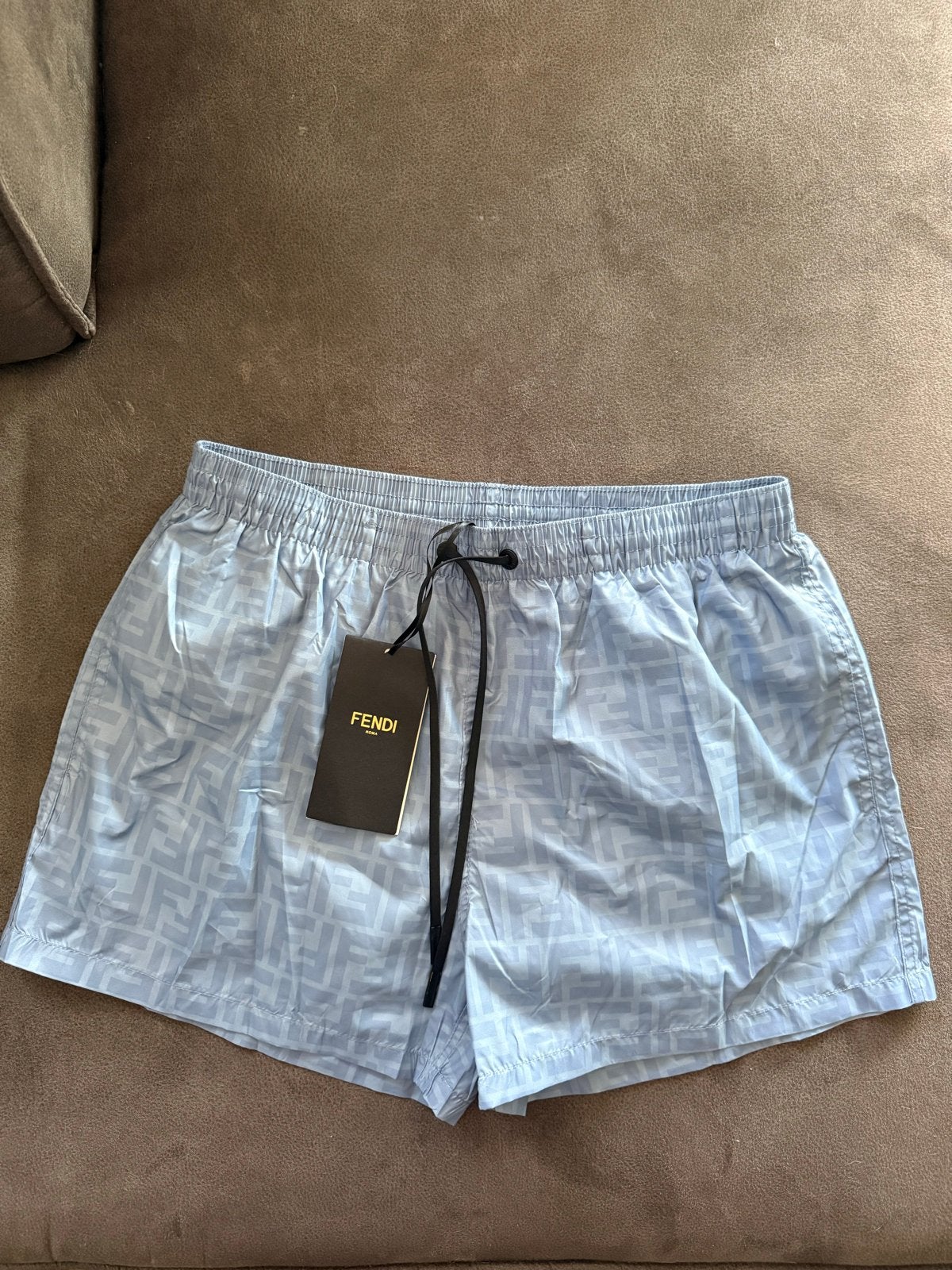 Fendi Zwemshort - Lichtblauw met FF-logo - Maat 46 (S), Kleding | Heren, Ophalen, Maat 46 (S) of kleiner, Blauw, Zwemshort