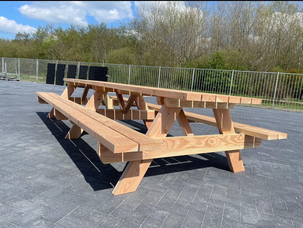 Douglas picknicktafel 180, 240,300, 400, 500 cm lang!, Ophalen, Zo goed als nieuw, Rechthoekig, Hout