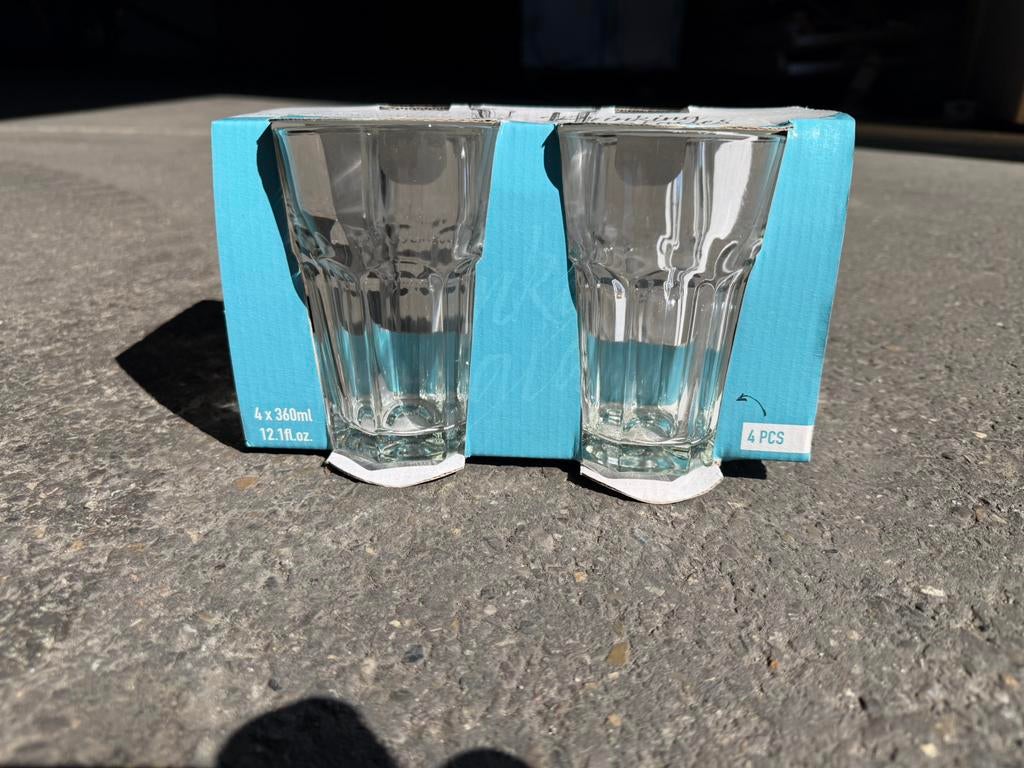 Partij nieuw glazen 360ml set van 4, Verzamelen, Glas en Borrelglaasjes, Ophalen of Verzenden, Nieuw