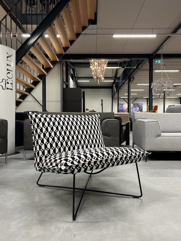 Nieuw Jess Design Earl Fauteuil zwart wit stof Stoel, Nieuw, 75 tot 100 cm, Ophalen of Verzenden, Jess