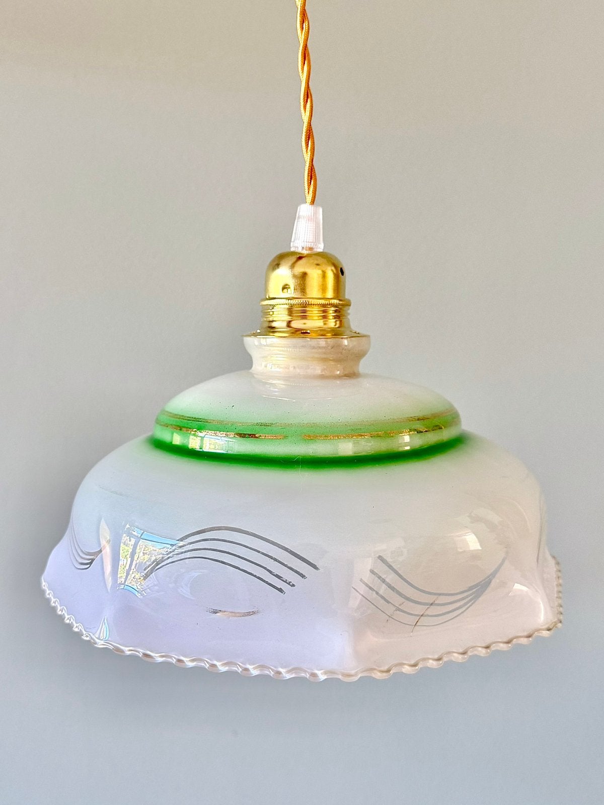 Vintage Art Deco lampenkap hanglamp lamp, Ophalen of Verzenden, Gebruikt