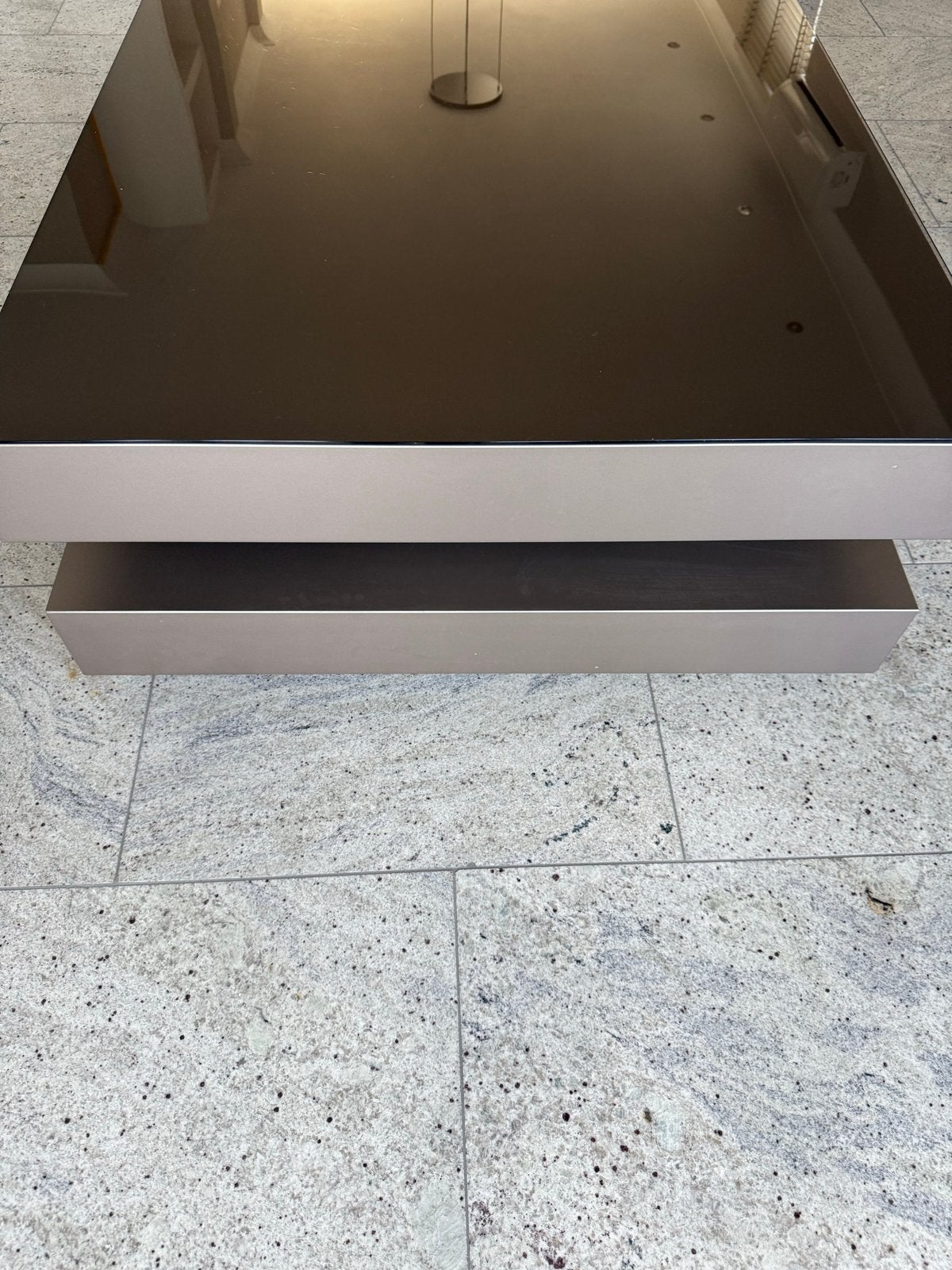 Salontafel PUUR 90x90 met bronzen glasplaat, Ophalen, Gebruikt, Vierkant, 50 tot 100 cm