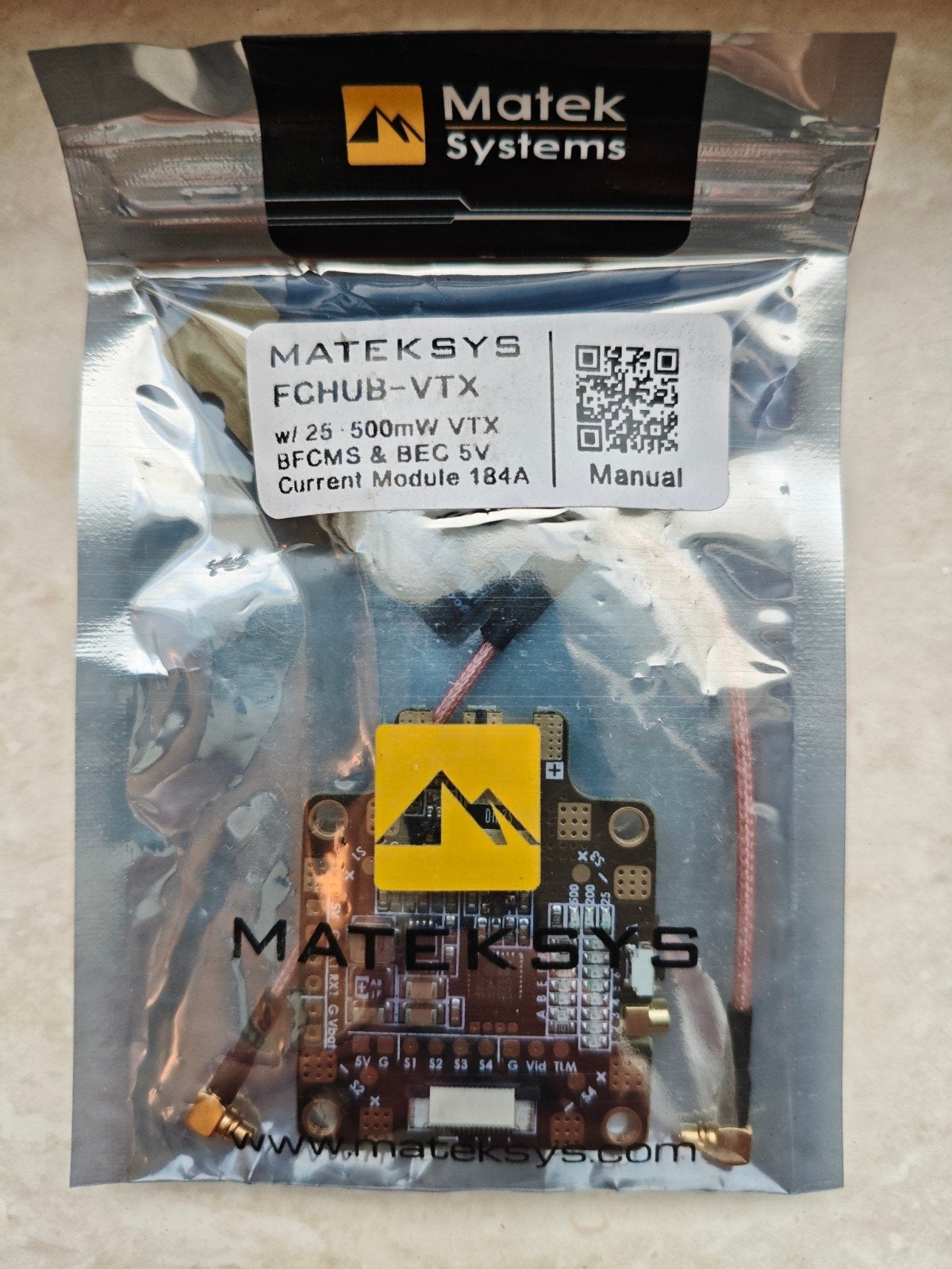 Matek Systems FCHUB-VTX met 25-500mW VTX en BEC 5V, Ophalen of Verzenden, Nieuw