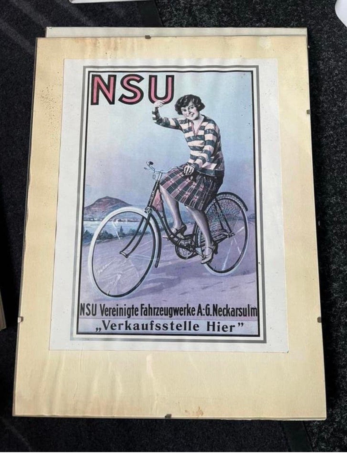 Vintage NSU reclame Poster in lijst 30x40, Ophalen of Verzenden, Zo goed als nieuw, Overige onderwerpen