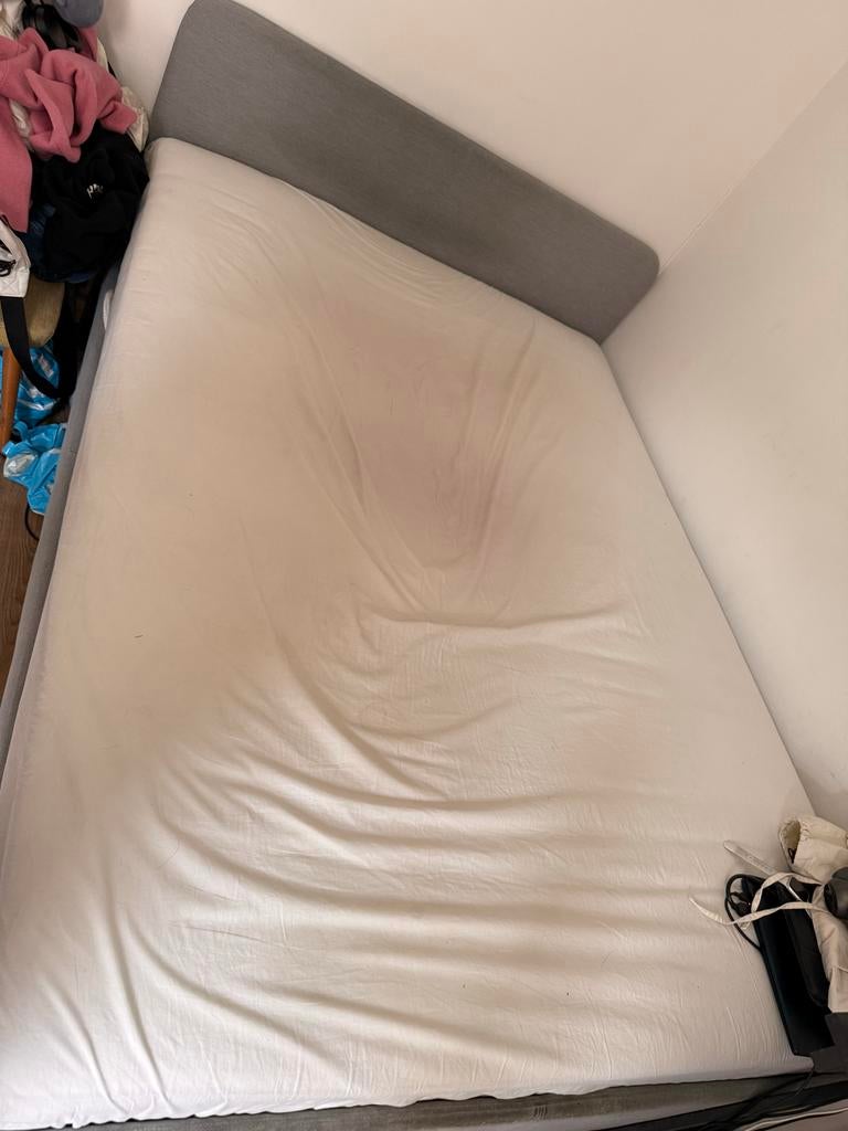 Ikea Slattum- 160x200 cm - Grijs include mattress, Ophalen, Tweepersoons, Zo goed als nieuw, 160 cm
