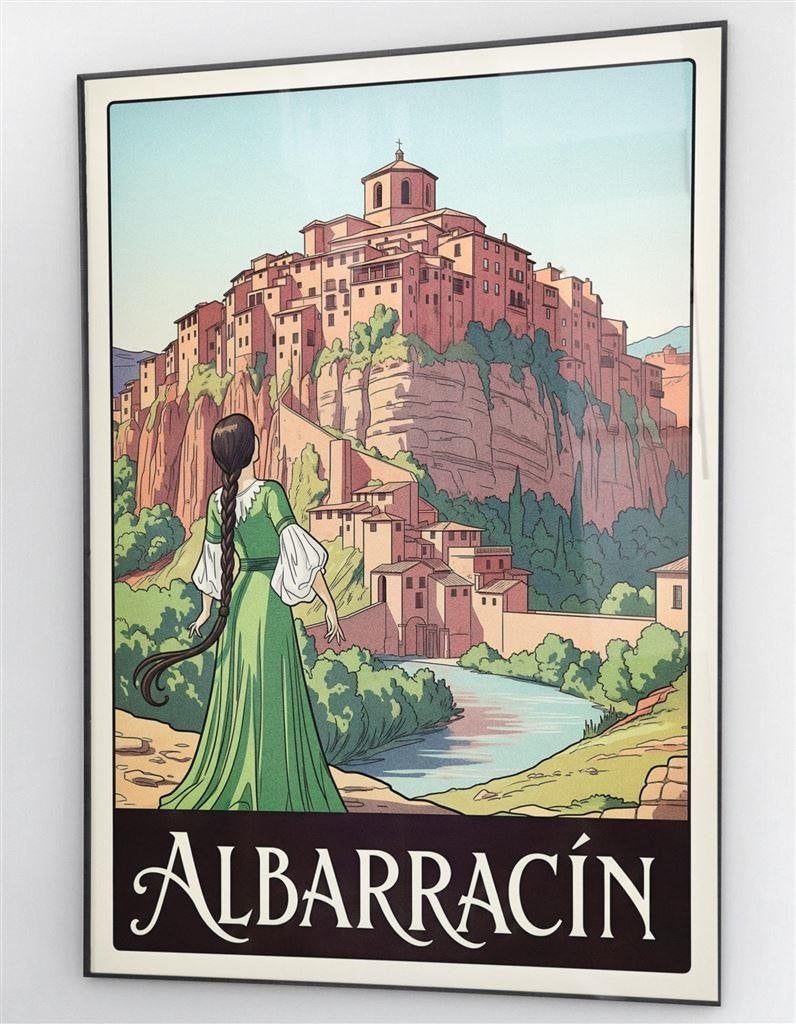 Travel Poster Albarracín Vintage Reisposter Spanje [Aragon], Verzamelen, Verzenden, Nieuw, A1 t/m A3, Film en Tv