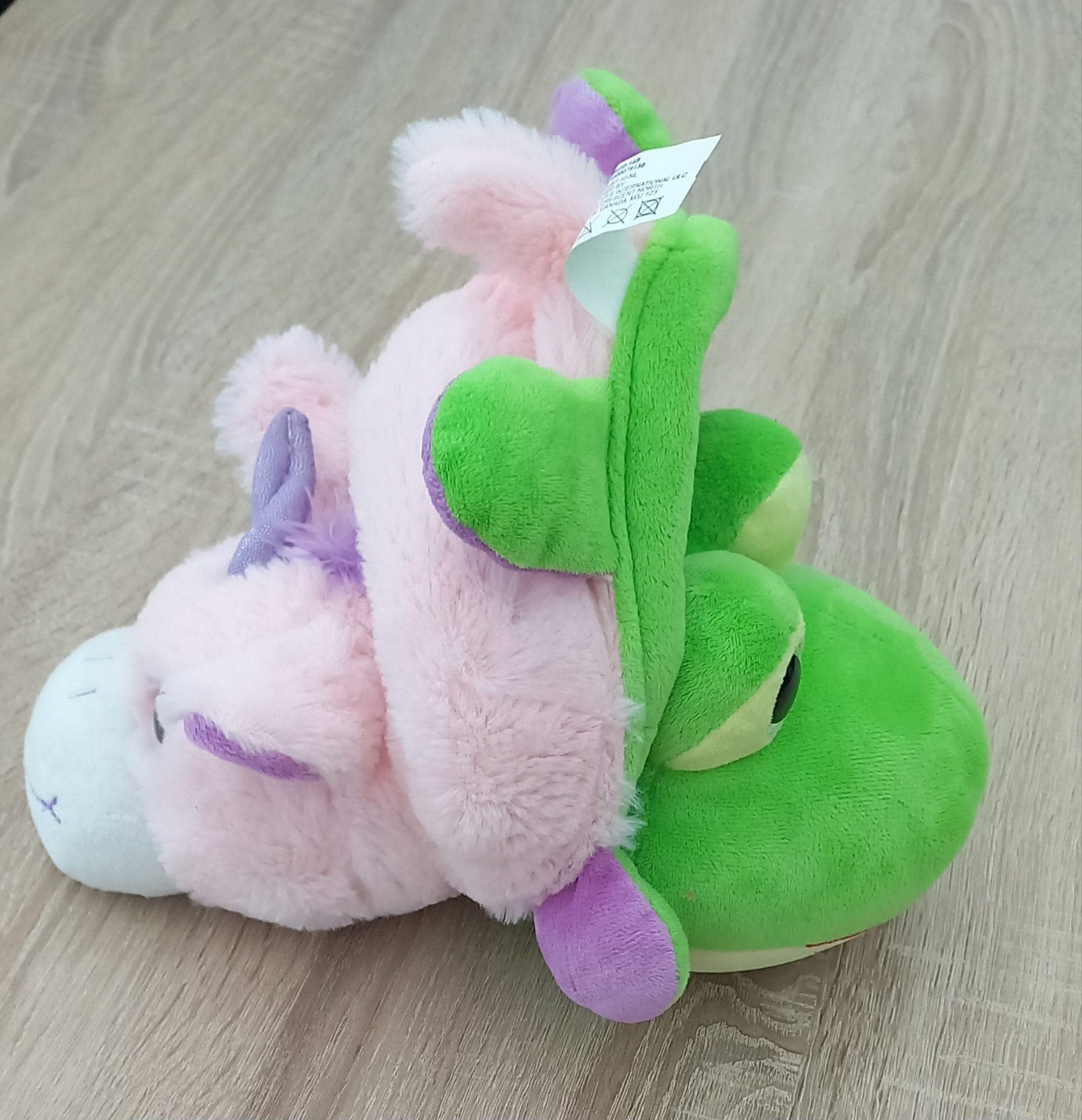 Leuke omkeerbare knuffel: kikker en eenhoorn, Ophalen of Verzenden, Zo goed als nieuw, Groen, Kikker