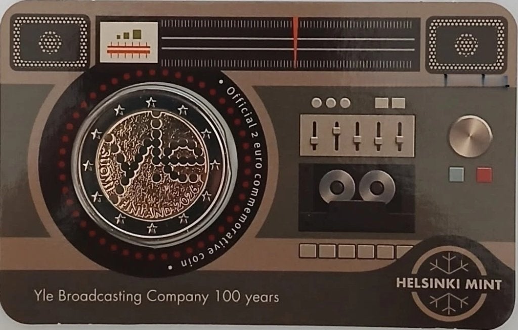 2 Euro FINLAND 2026 "100 Jaar Finse Radio Omroep" coincard., Verzenden, Finland, 2 euro