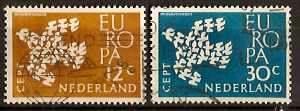 Nederland NVPH nr 757/8 gestempeld Europazegels 1961, Ophalen of Verzenden, Na 1940, Gestempeld