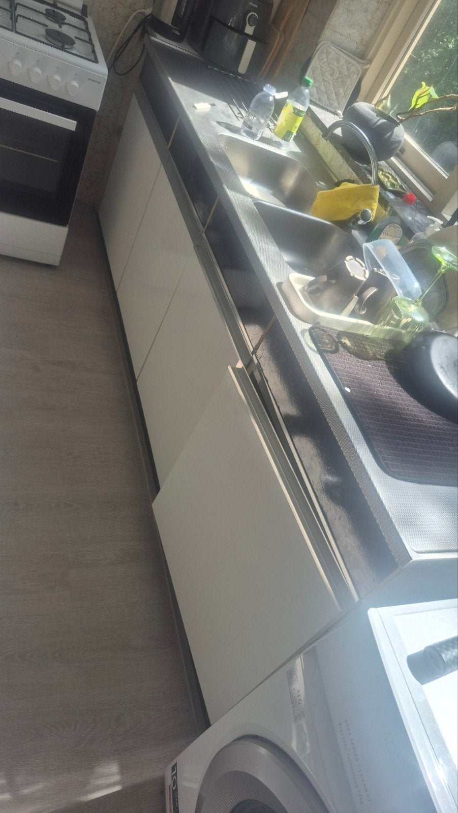 Keukenblok met spoelbak en 2 lades (excl. apparatuur), Huis en Inrichting, Keuken | Complete keukens, Ophalen, Gebruikt, Wit, Enkelwandige keuken