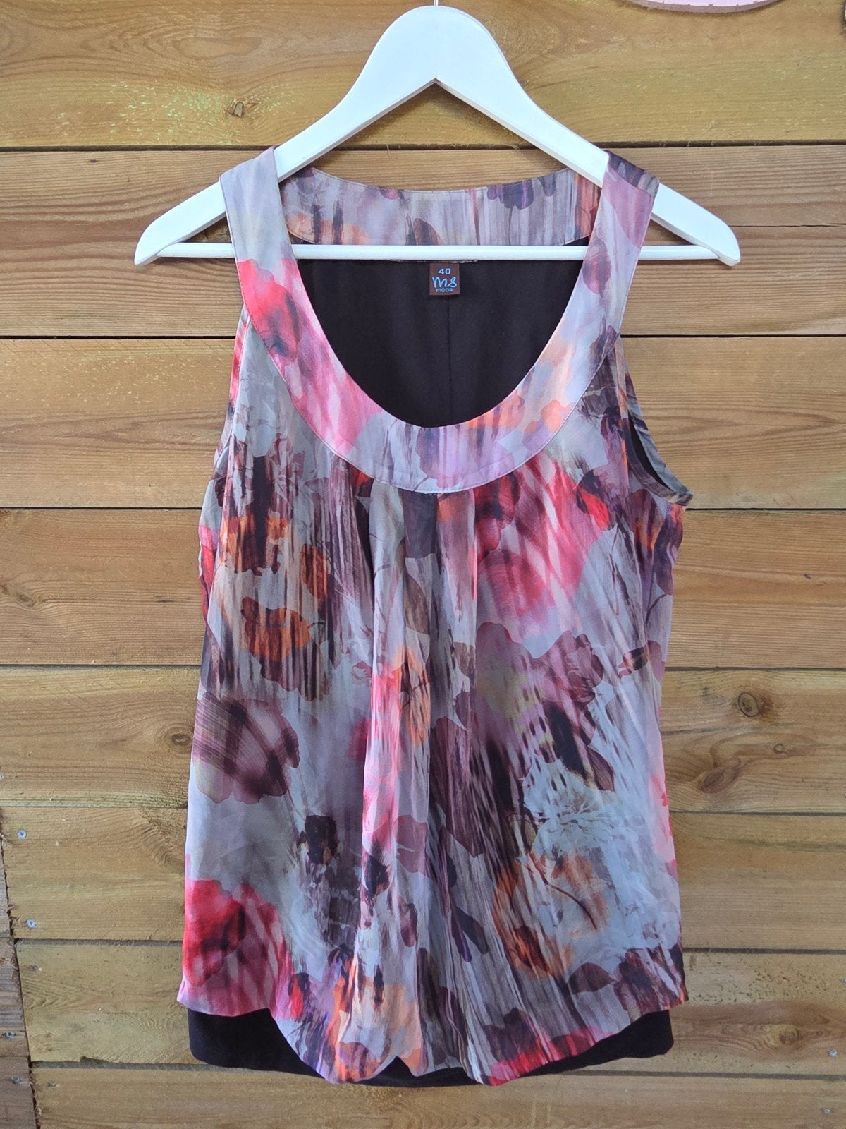 MS Mode top maat 40 bloemenprint dubbellaags mouwloos, Kleding | Dames, Maat 38/40 (M), Ophalen of Verzenden, MS Mode, Zonder mouw