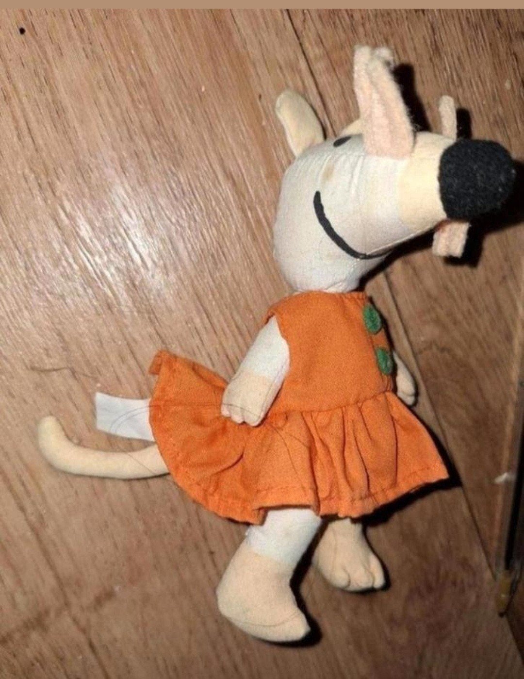 Vintage Muis Knuffel met Oranje Jurkje, Muis, Gebruikt, Overige merken, Overige karakters