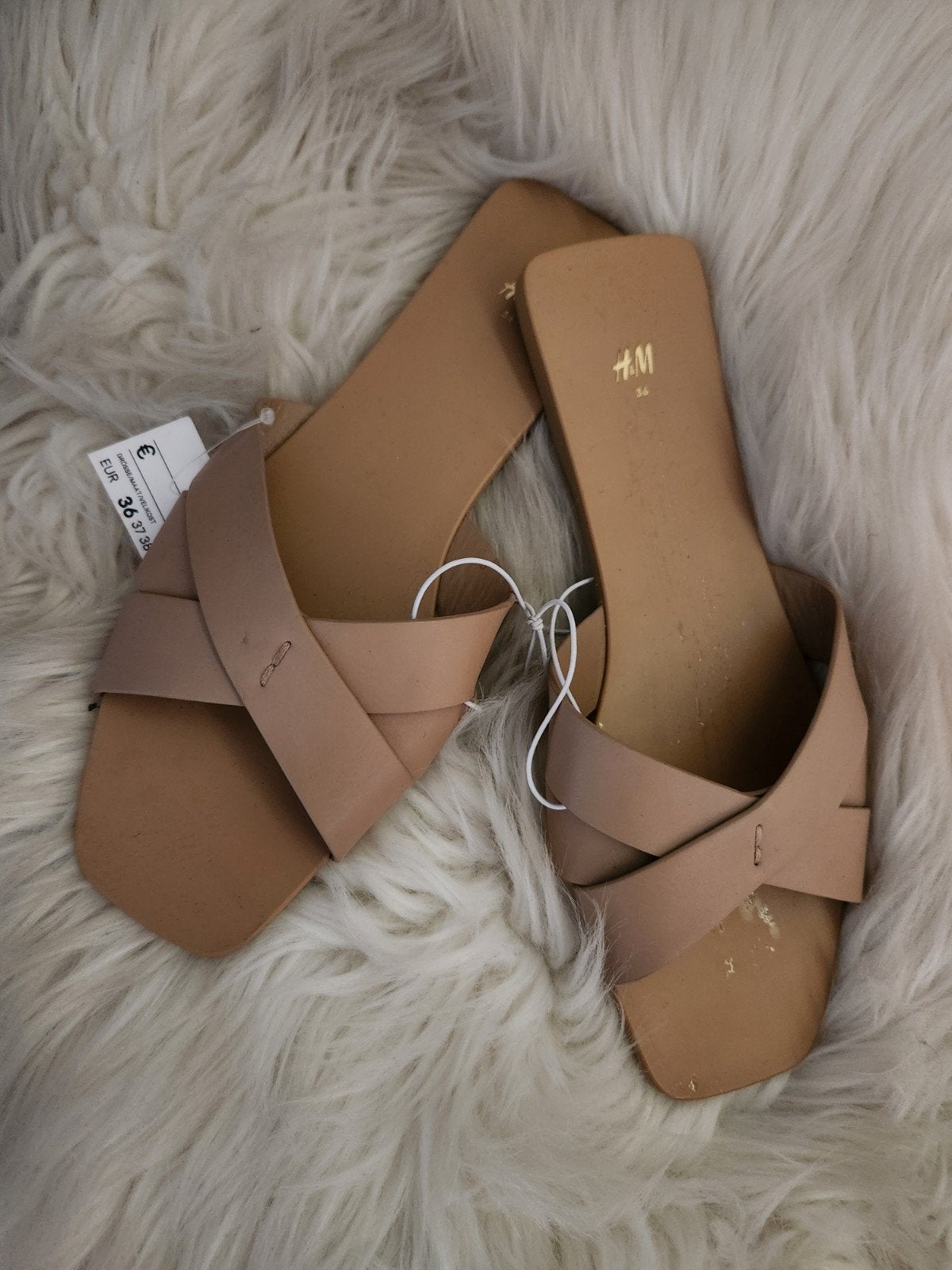 H&M slippers taupe maat 36, Ophalen, H&M, Bruin, Nieuw