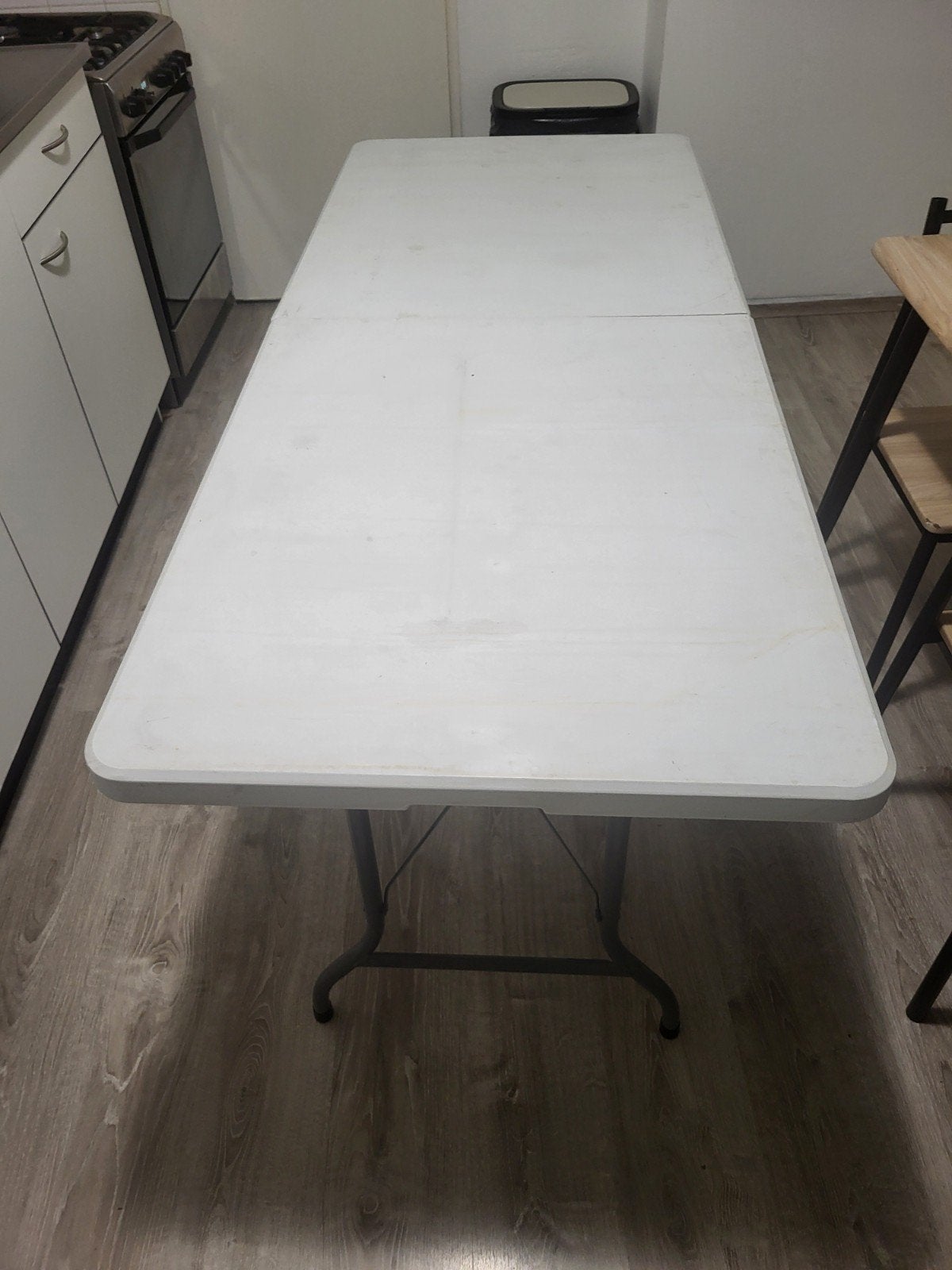 Klaptafel 180cm met tafelkleed, Tuin en Terras, Ophalen, Gebruikt, Rechthoekig, Kunststof
