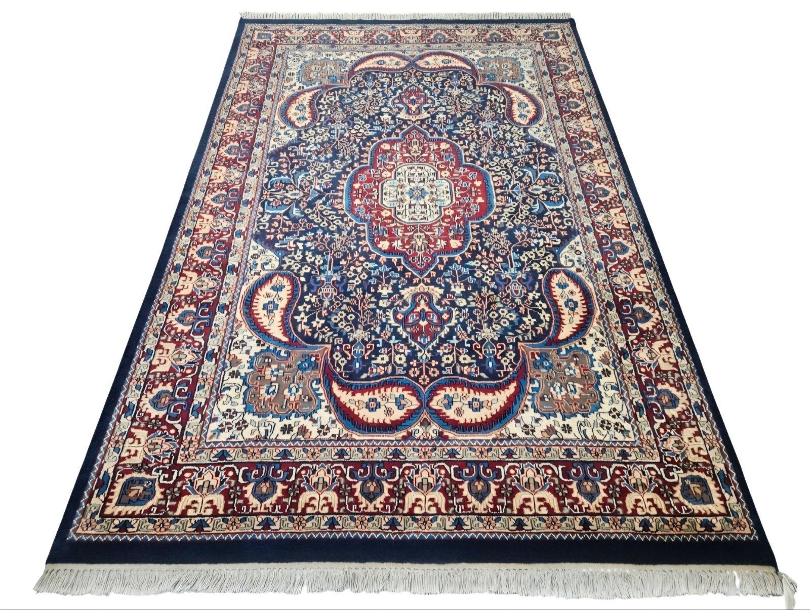 Handgeknoopt Perzisch wol Kashmir tapijt medallion 182x281cm, 150 tot 200 cm, Www.hypepopup.nl, Ophalen of Verzenden, Zo goed als nieuw