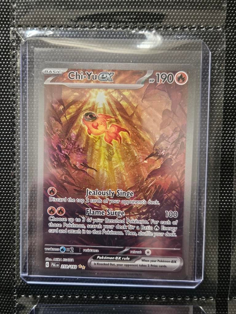 Pokemon Chi-Yu ex 259/193 Paldea Evolved, Ophalen of Verzenden, Zo goed als nieuw, Losse kaart, Foil