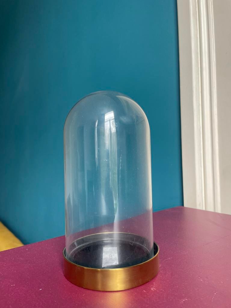 Glazen stolp met gouden rand - Decoratief, Huis en Inrichting, Woonaccessoires | Stolpen, Ophalen of Verzenden, Zo goed als nieuw