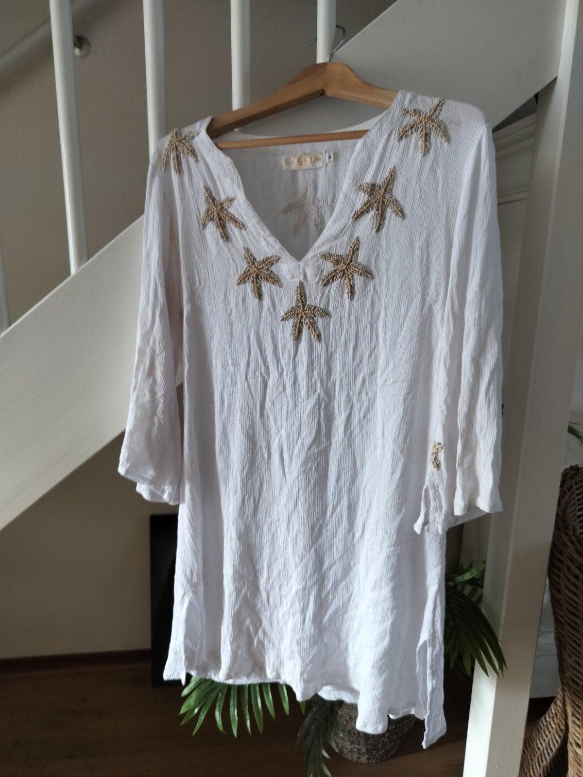 Wit Hot Lava Ibiza tuniek / jurk kort  zeester maat M., Maat 38/40 (M), Verzenden, Wit, Hot Lava
