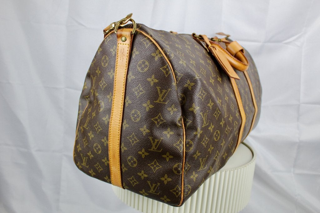 Louis Vuitton Keepall 55 Bandouliere - 1284, 40 tot 60 cm, 30 cm of meer, Gebruikt, Bruin