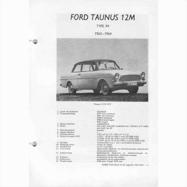 Ford Taunus 12M Vraagbaak losbladig 1963-1964 #1 Nederlands, Ophalen of Verzenden, Gelezen, Ford