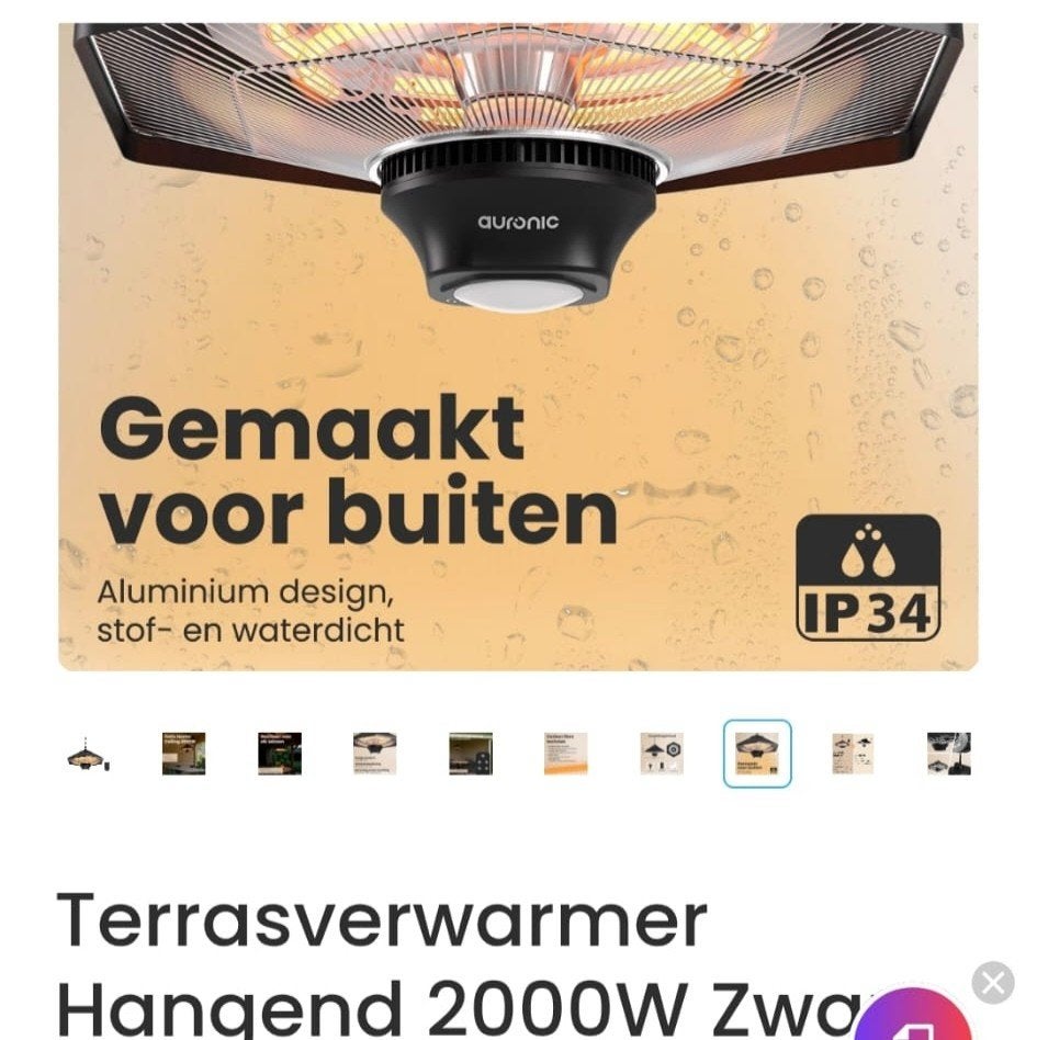 auronic terrasverwarming, Tuin en Terras, Terrasverwarmers, Ophalen of Verzenden, Nieuw, Elektrisch, Waterbestendig