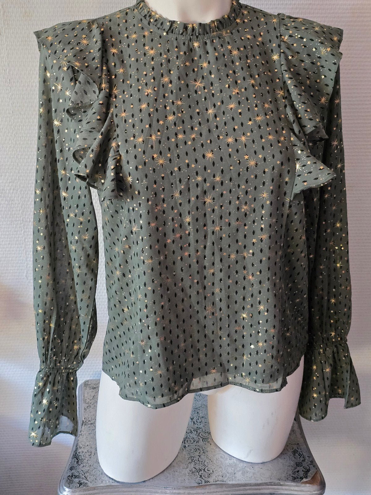 Loavies dames Groene tuniek met gouden sterren maat S, Ophalen of Verzenden, Maat 36 (S), Groen, Loavies