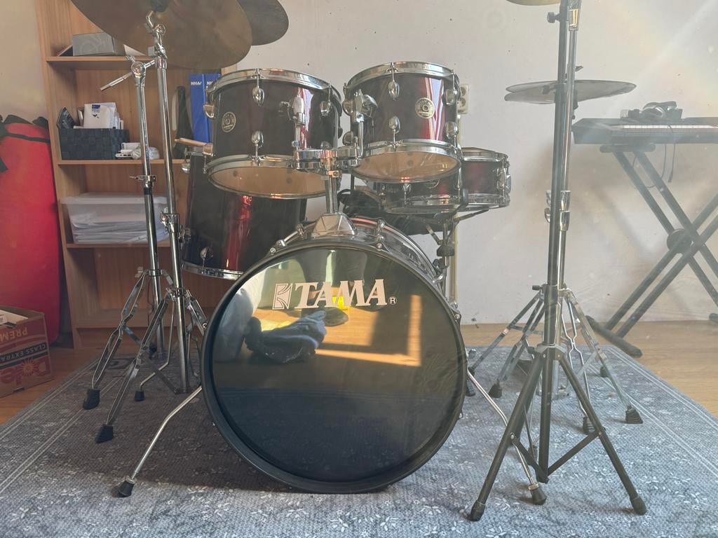 Tama 5-delig drumstel Bordeaux rood - Zeer compleet, Ophalen, Gebruikt, Tama