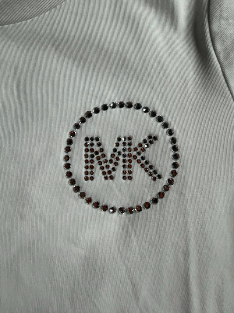 Michael Kors T-shirt met strass logo maat S, Wit, Ophalen of Verzenden, Zo goed als nieuw, Korte mouw