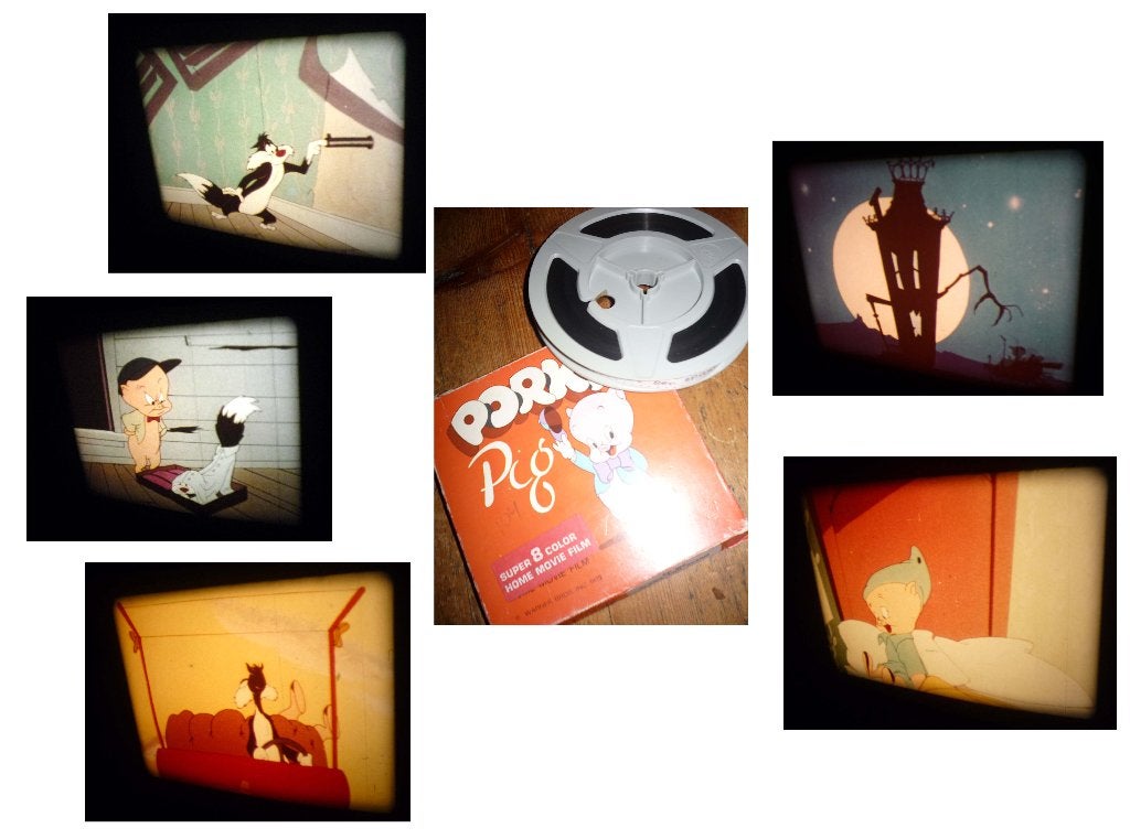 8mm film Porky Pig - Claws for Alarm - 60mtr - kleur, Ophalen of Verzenden, 8mm film