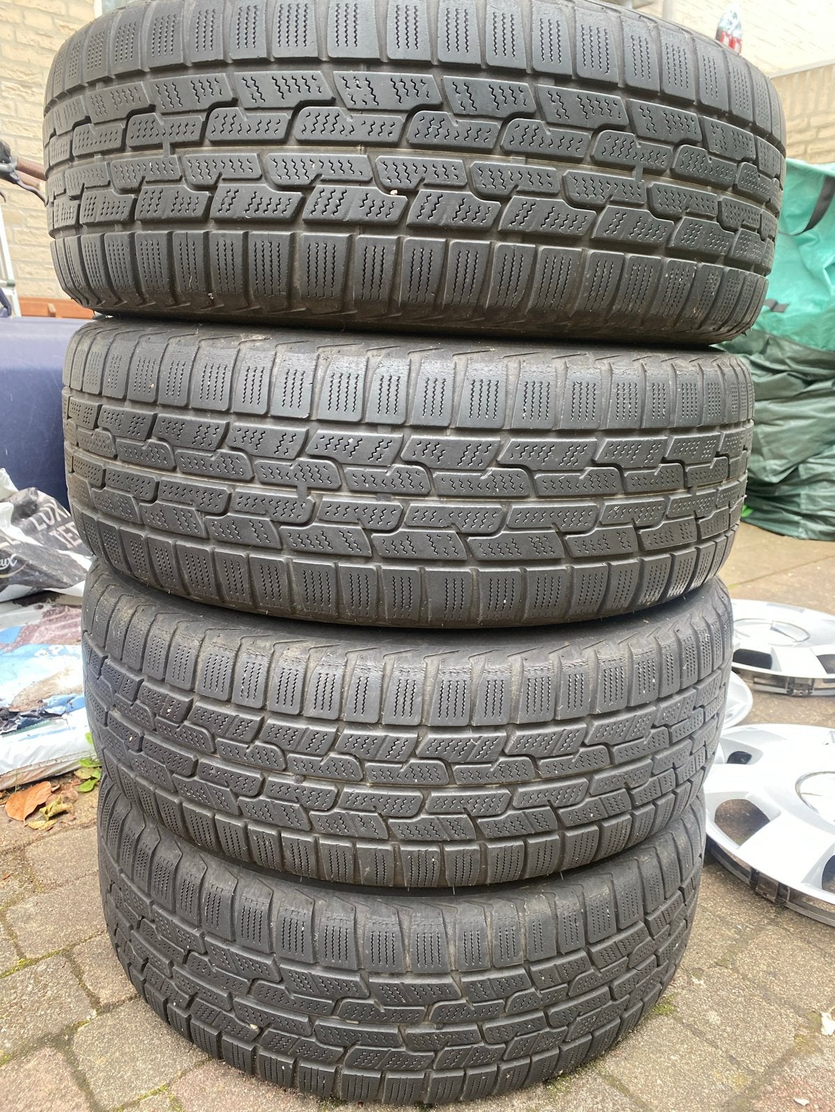 Winterbanden Firestone Winterhawk 195x55xR16 87H met velgen, Auto-onderdelen, Ophalen, Gebruikt, 16 inch, Banden en Velgen