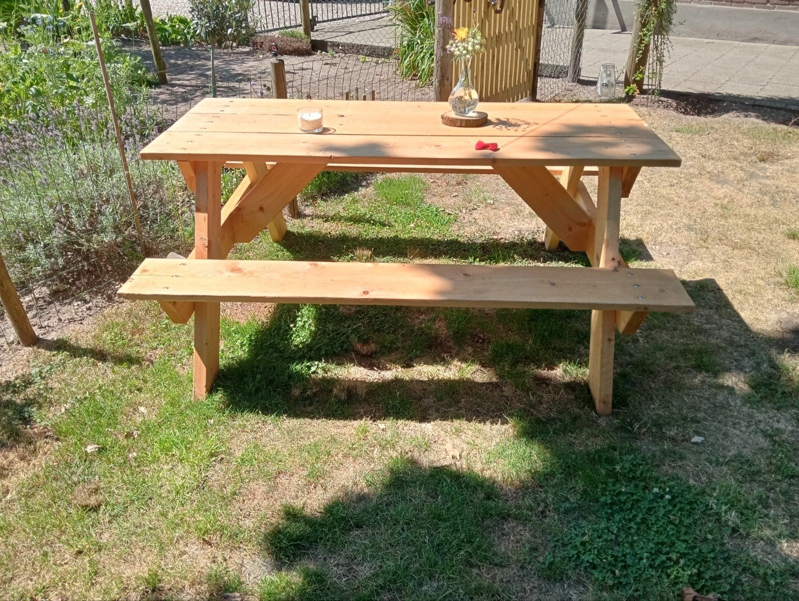 Kinder picknicktafel 150cm, Tuin en Terras, Picknicktafels, Nieuw, Rechthoekig, Hout, Ophalen of Verzenden