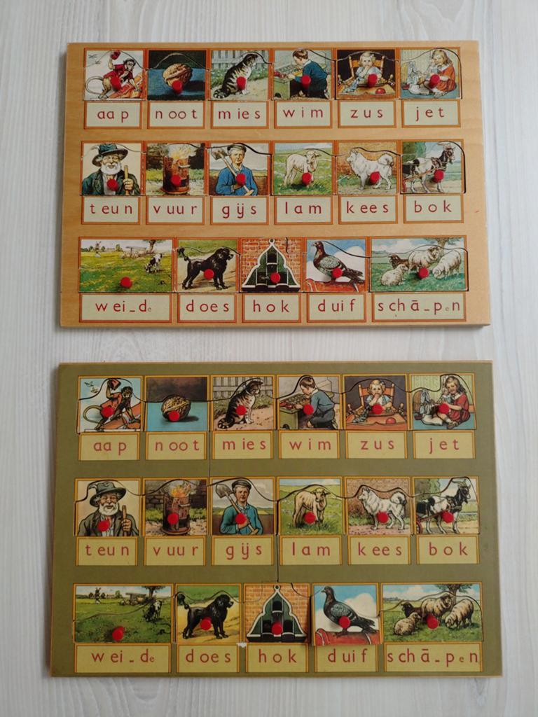 Twee houten puzzels, dementie/nostalgie aap, noot, mies, Ophalen of Verzenden, 10 tot 50 stukjes, Zo goed als nieuw