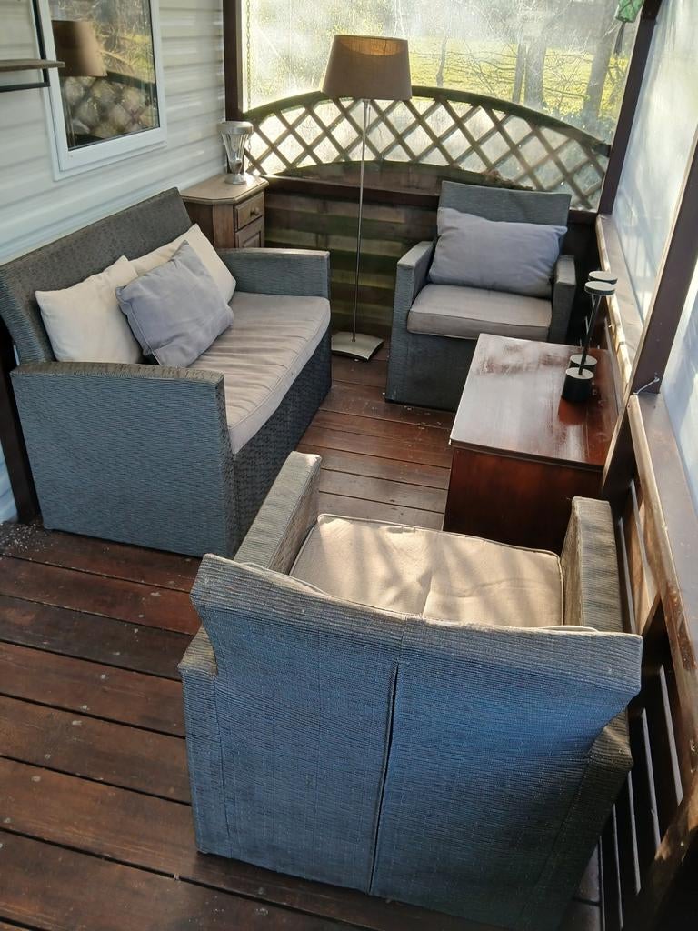 Loungeset 3-delig met kussens - bankje en 2 stoelen, Ophalen of Verzenden