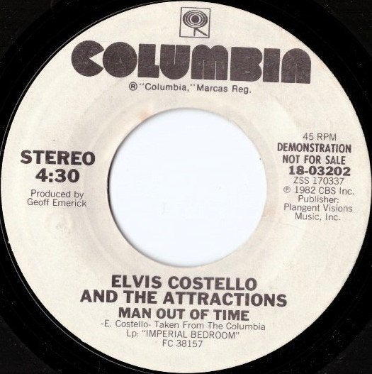 elvis costello & the attractions/man out of time-punk-promo, Gebruikt, 7 inch, Promo, Ophalen of Verzenden