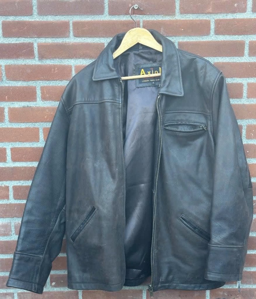 LEREN HEREN JAS, Bruin, Maat 48/50 (M), AXIOM, Ophalen of Verzenden