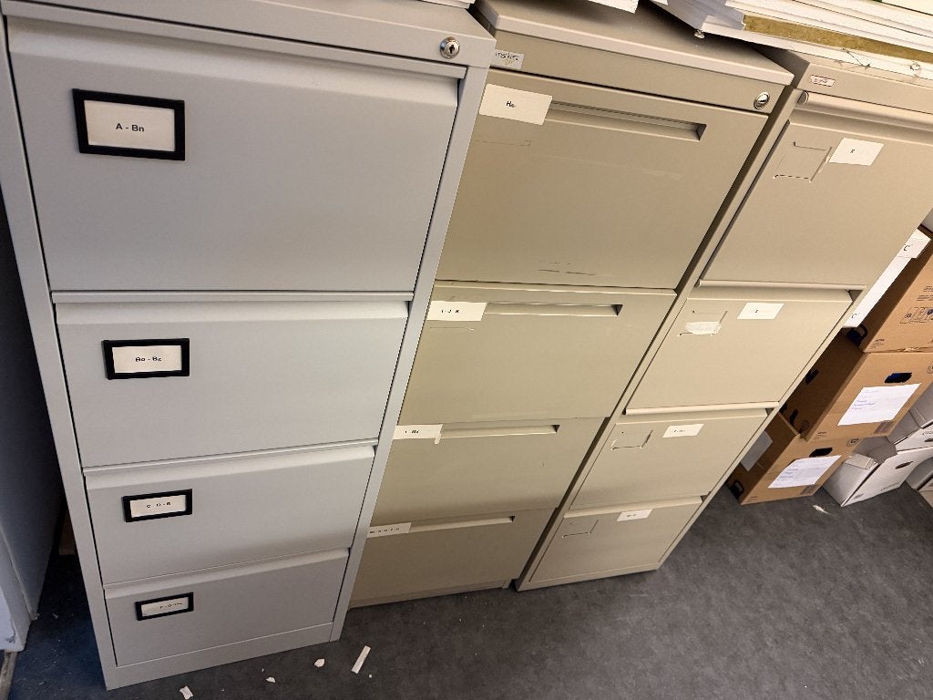 3x Metalen archiefkast met laden, Ophalen, Gebruikt, 100 tot 150 cm, 50 tot 100 cm