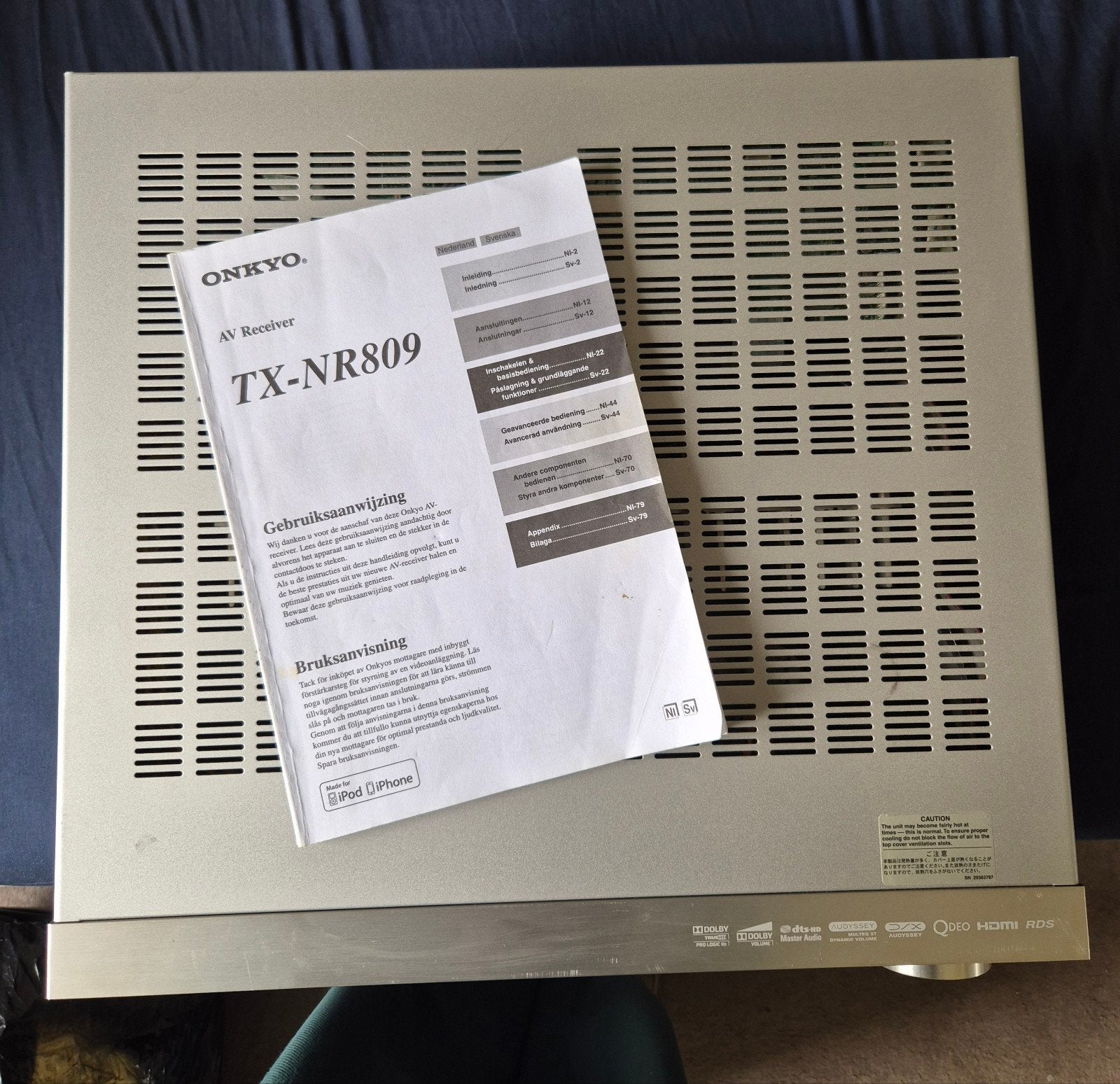 Onkyo AV receiver TX-NR809 zilver, Ophalen, Gebruikt, 120 watt of meer, Onkyo