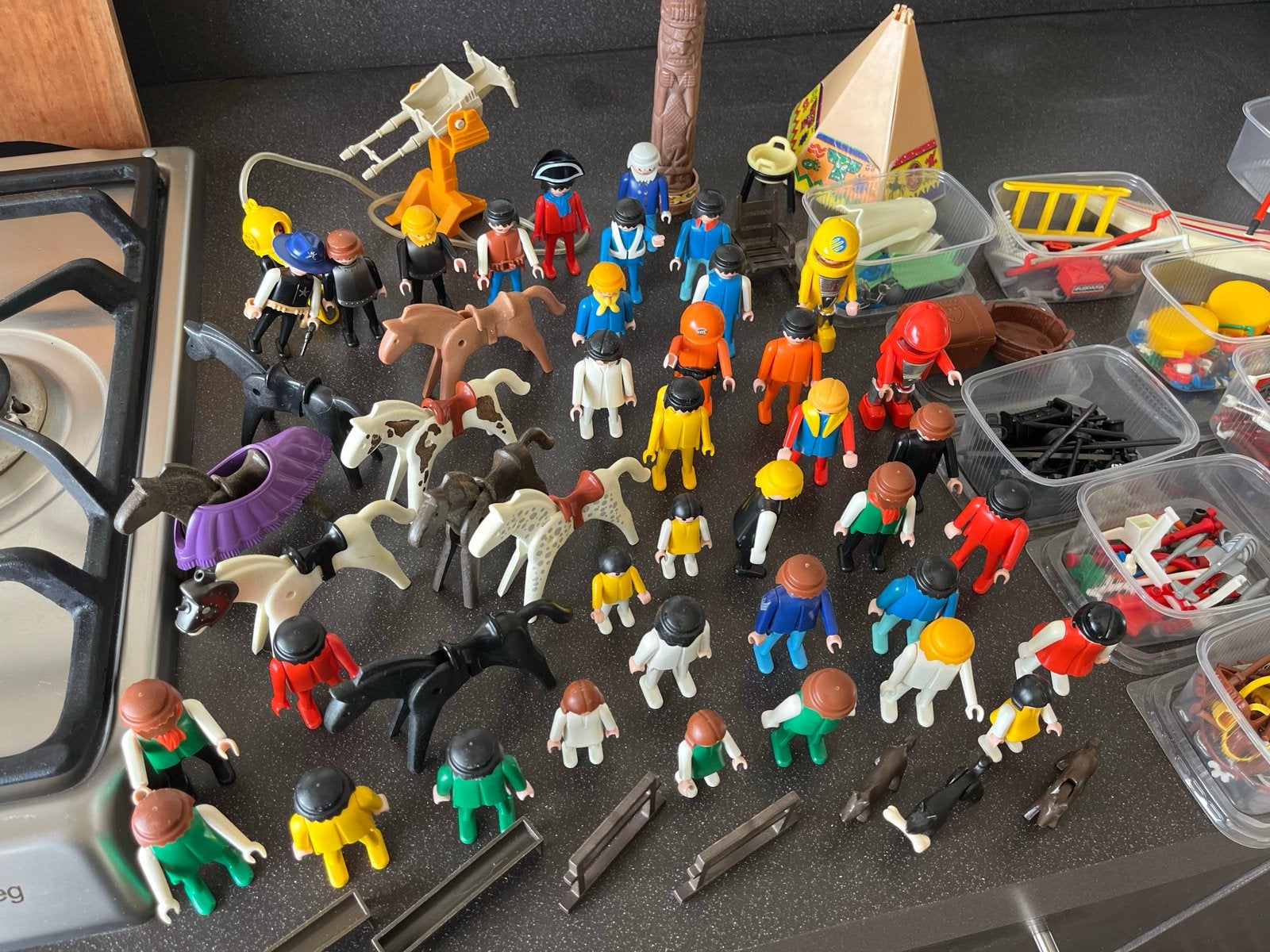 Vintage Playmobil  losse poppetjes, paarden en onderdelen, Ophalen of Verzenden, Zo goed als nieuw, Losse onderdelen, Figuren