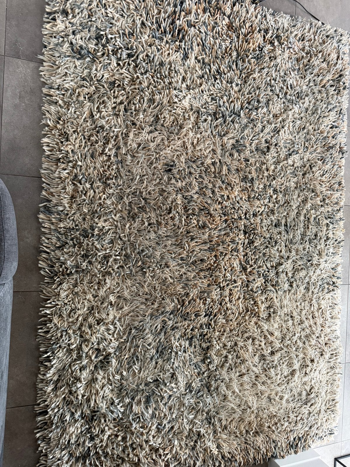 Mooie wolle mat met gebruikerssporen, Ophalen, Gebruikt, Bruin, 200 cm of meer