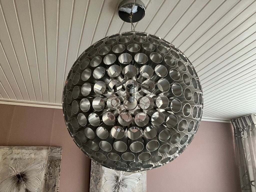 Ronde honingraat metalen hanglamp, Huis en Inrichting, Ophalen, Gebruikt, E27 (groot), Rond