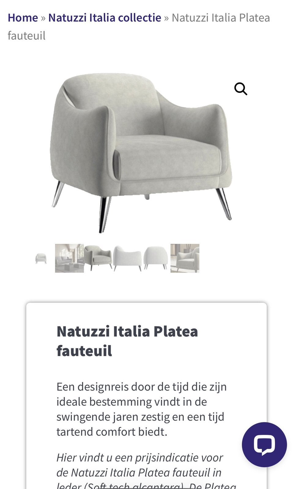 Fraaie Natuzzi Italia Platea fauteuil. Koopje, Huis en Inrichting, Ophalen, Gebruikt, Leer