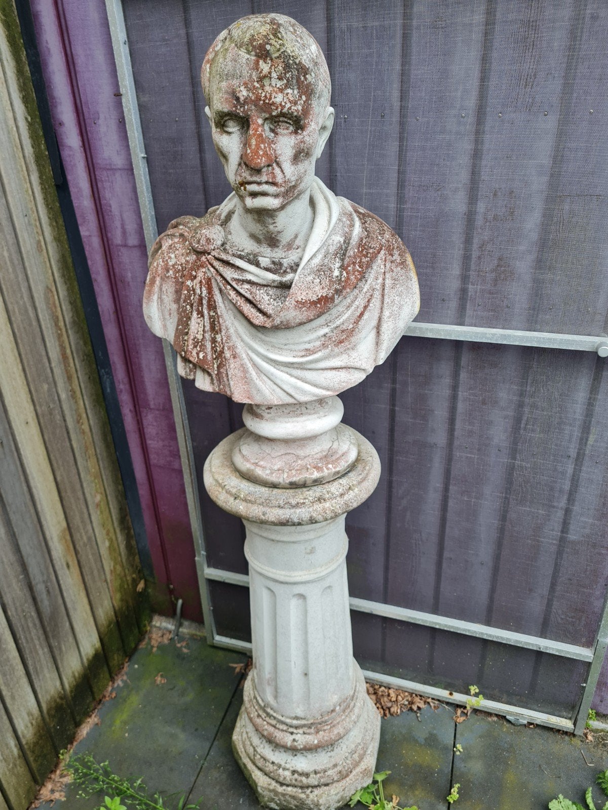 Antieke Buste van een Romeinse Keizer op Sokkel, Antiek en Kunst, Ophalen, Buste, Steen of Keramiek, Man