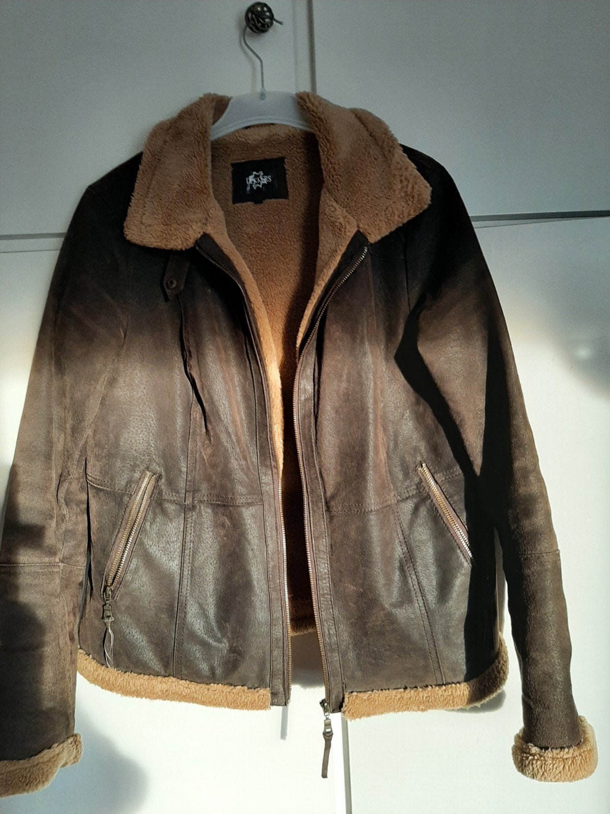 Nieuwe bruine leren lammy coat met teddy voering, Bruin, Nieuw, Ophalen of Verzenden, Maat 42/44 (L)
