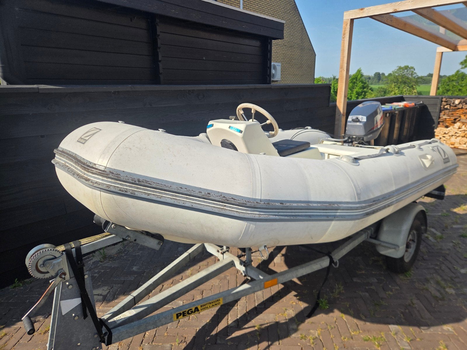 Zodiac YL 340 RIB + Yamaha 25 pk en PEGA trailer, Gebruikt, Afdekzeil, Zodiac, Ophalen