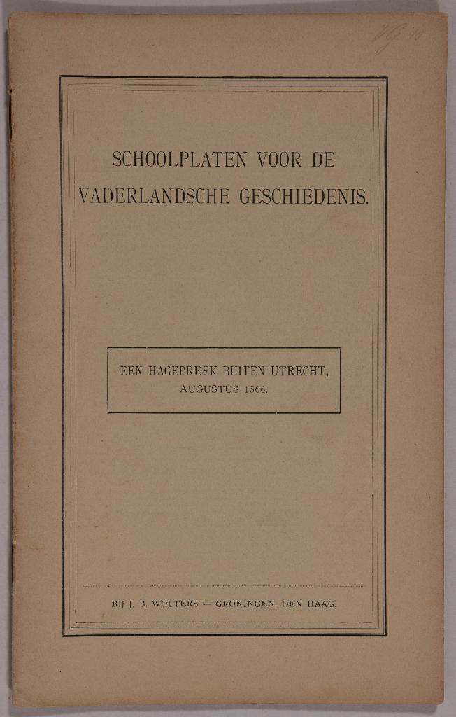 Schoolplaat boekje  Een Hagepreek buiten Utrecht., Ophalen of Verzenden, Geschiedenis