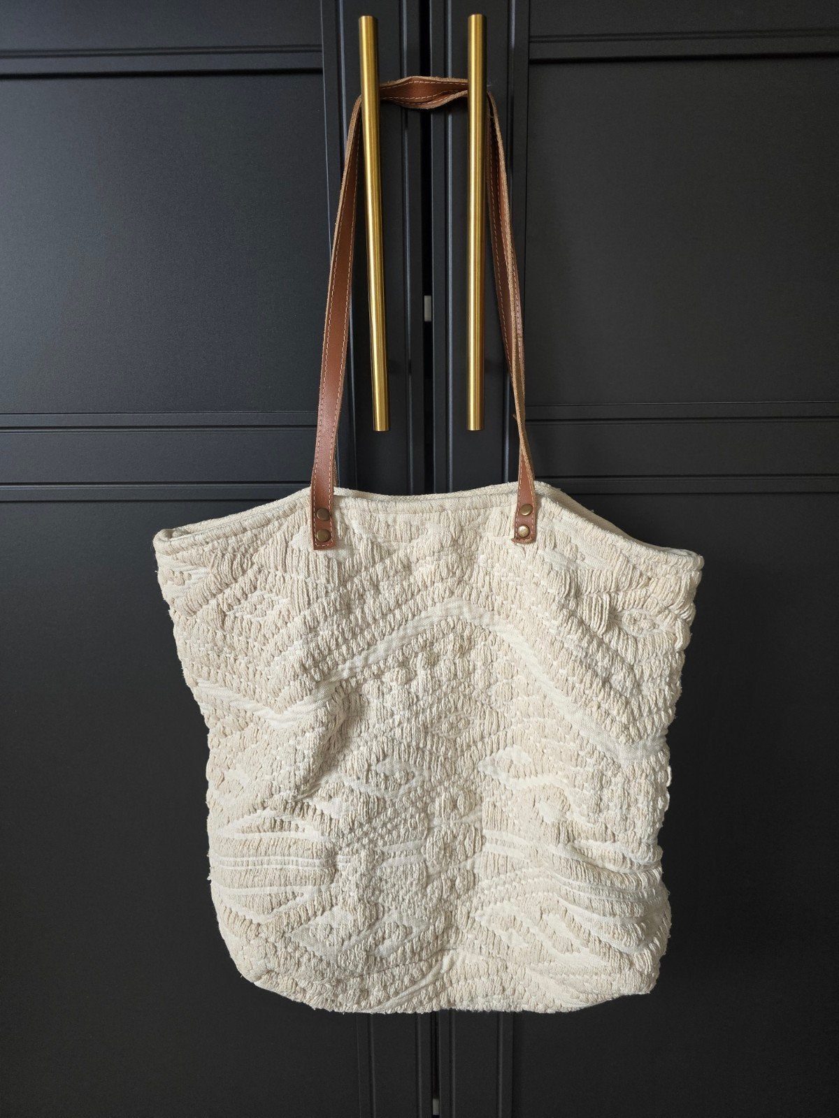 Beige tas uit Spanje, schoudertas van stof (shopper), Verzenden, Beige